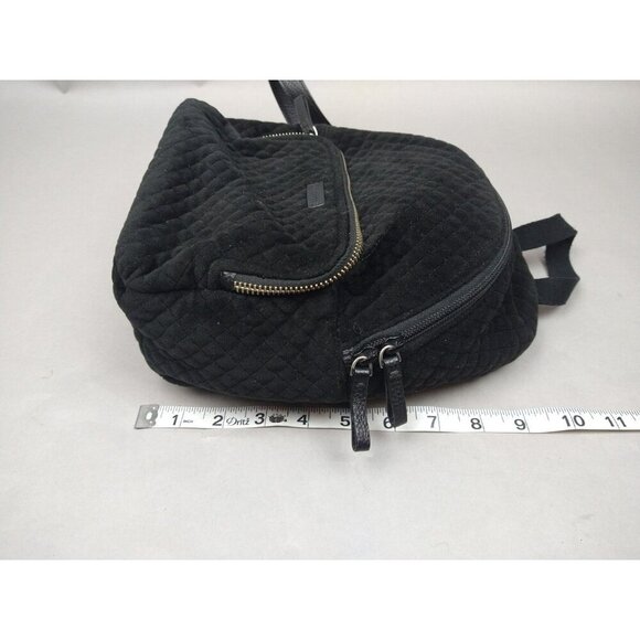 Vera Bradley Solid Black Mini Small Backpack Micro Quilted Foxes - Picture 10 of 12